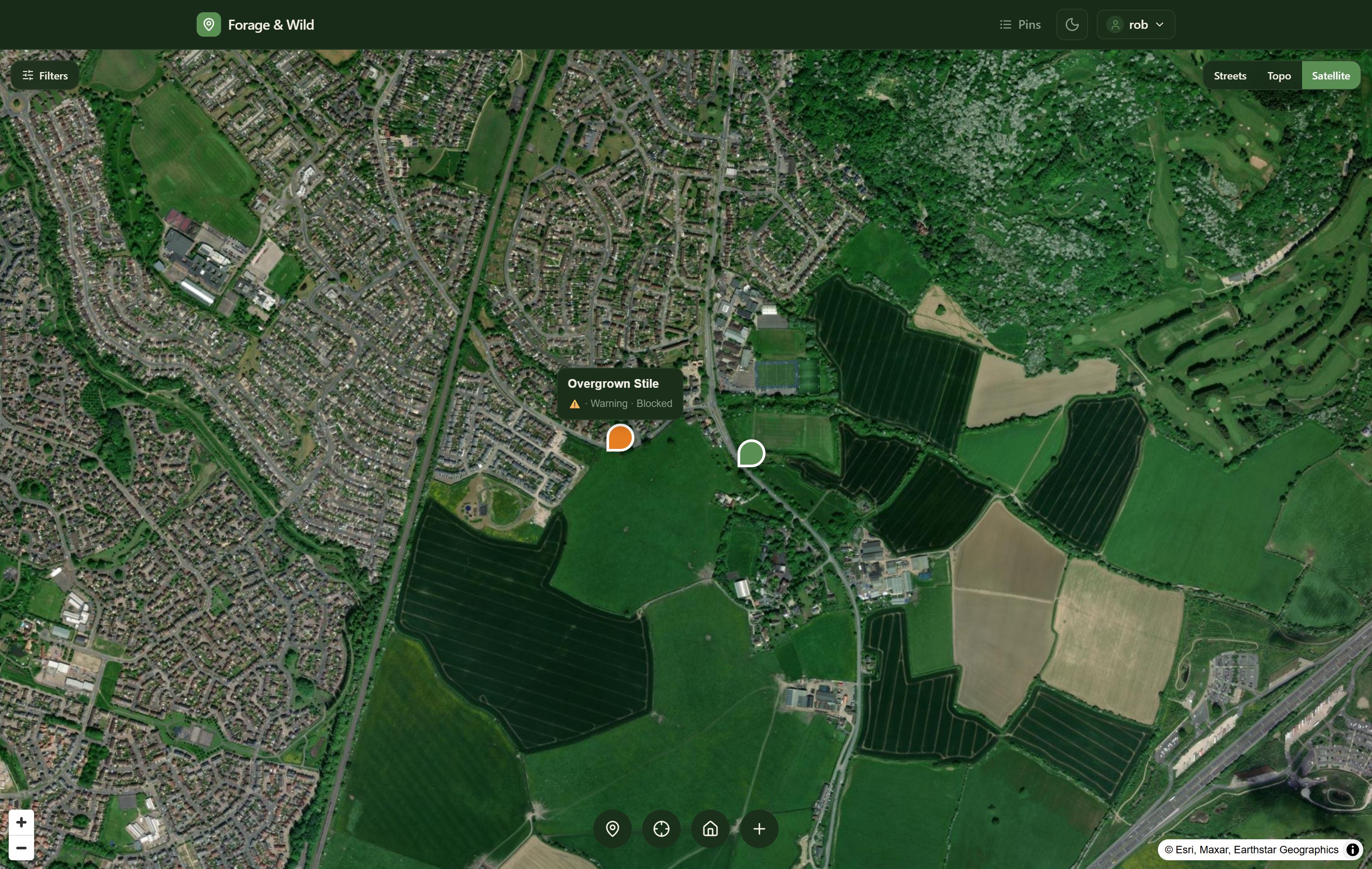 Forage & Wild map, desktop view