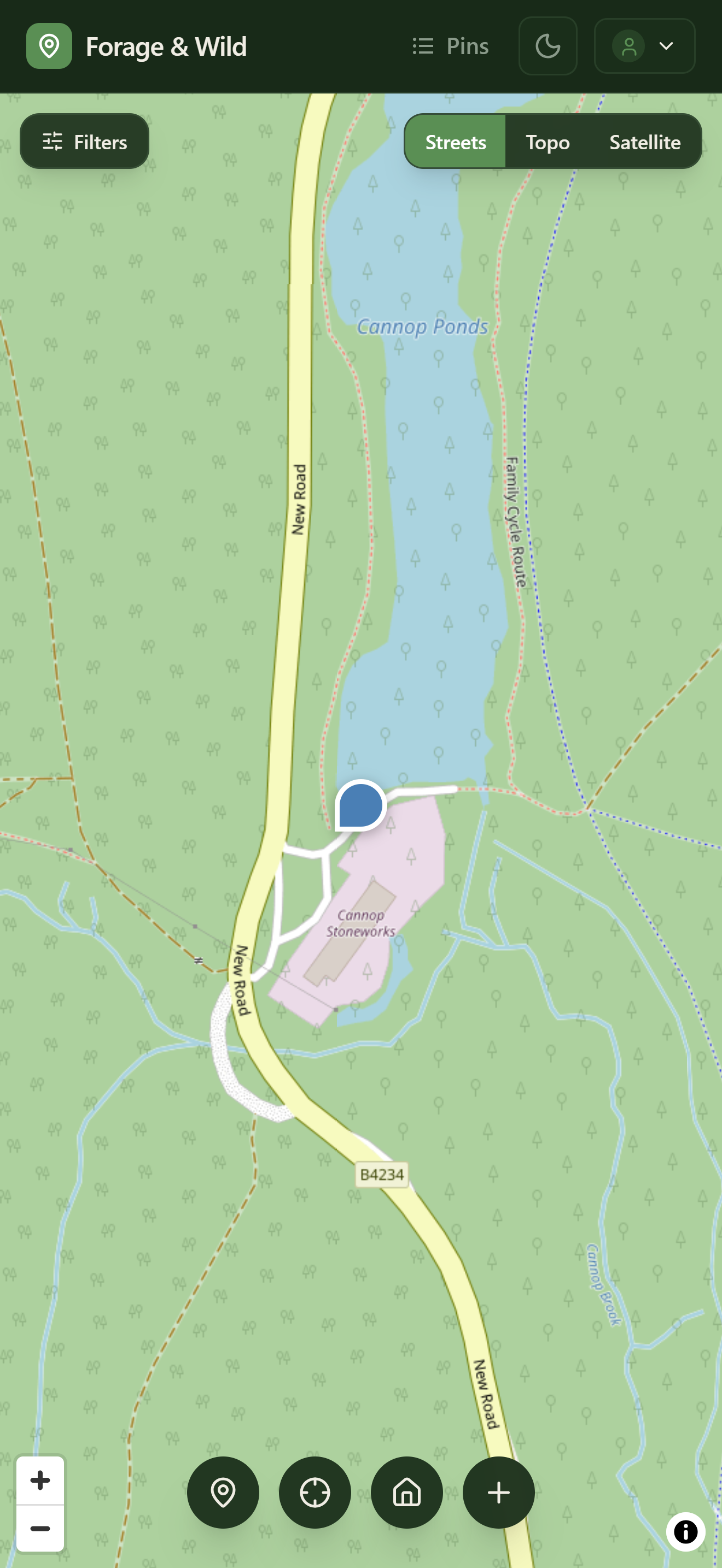 Forage & Wild map on a phone